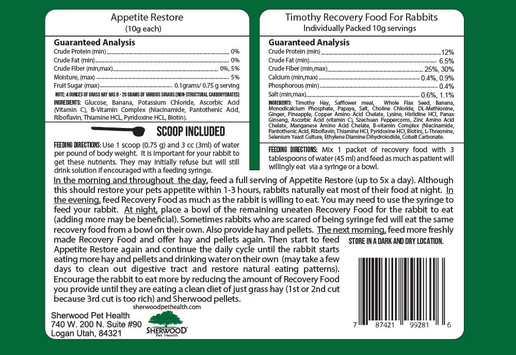 Sherwood - Trial Pack Recovery Food for Rabbits